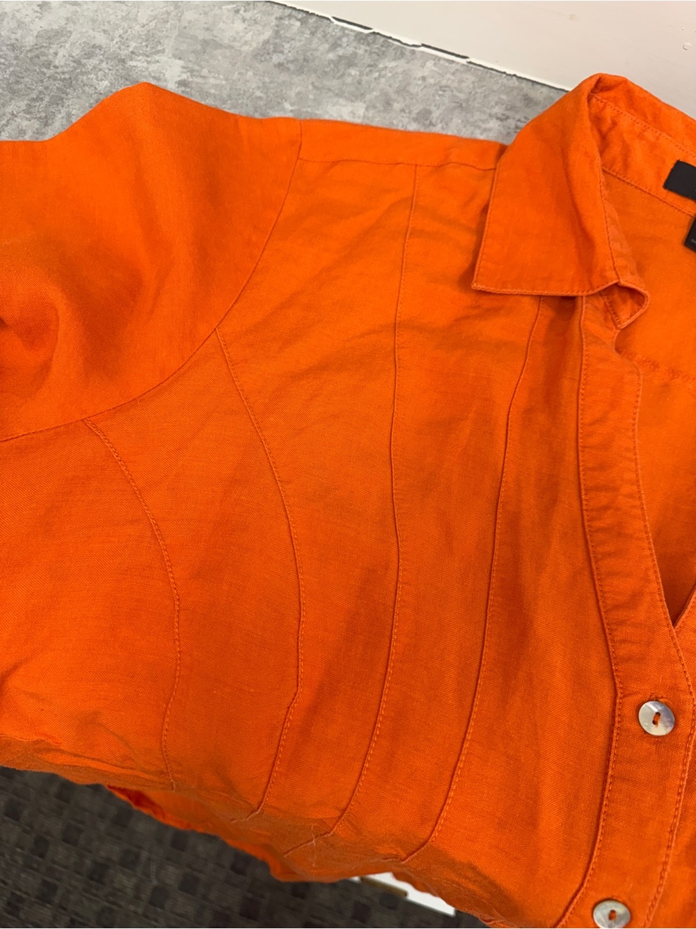 Ashley Stewart Orange Button-Front Tunic Shirt 3/4 Sleeve Plus Size - Picture 13 of 14